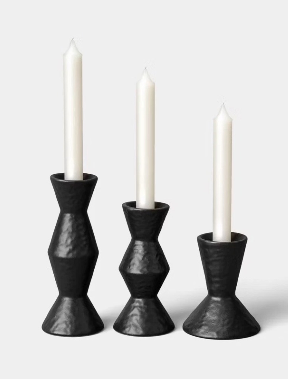 THRESHOLD NWT 3pc Black Ceramic Taper Candle Holders